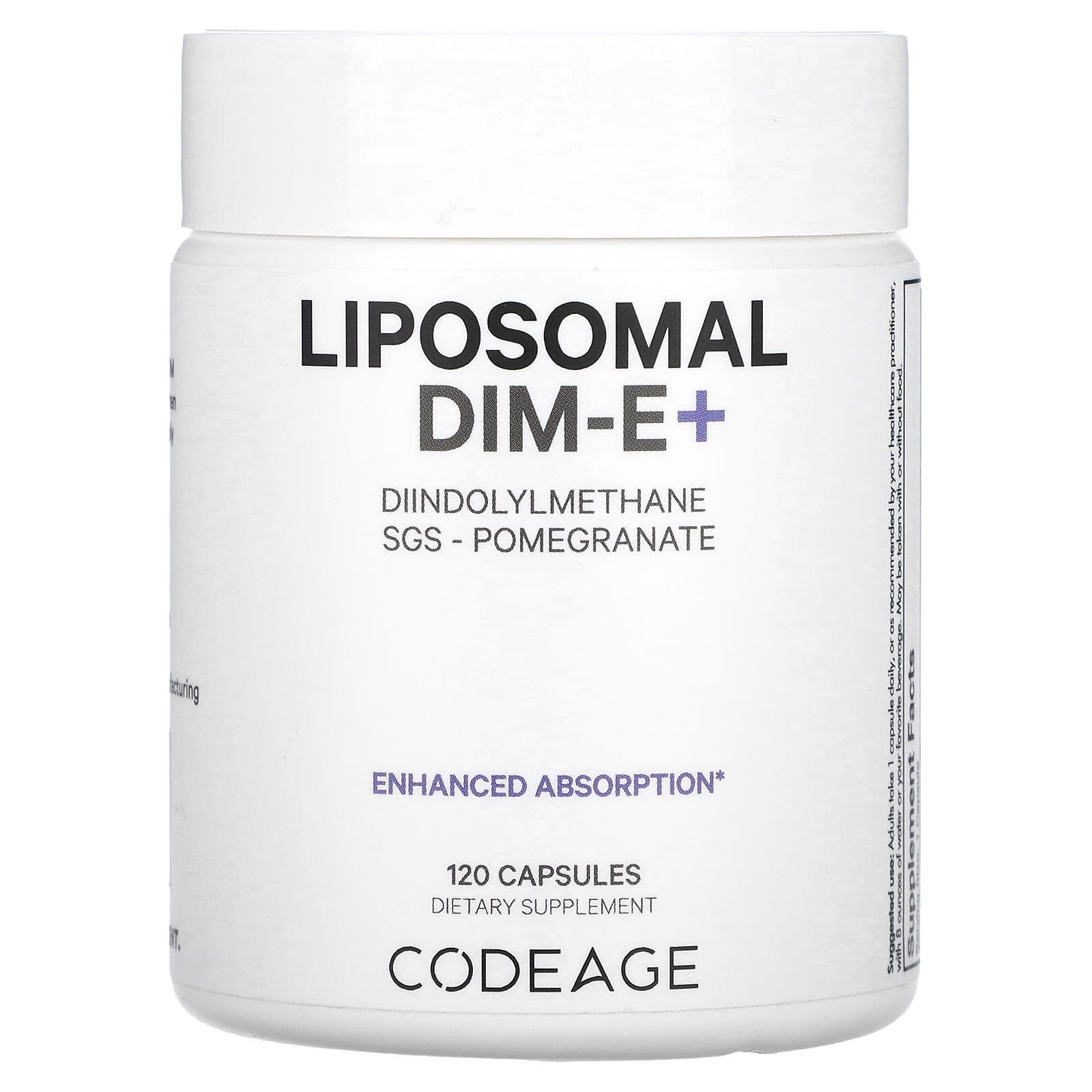 Codeage, Liposmal DIM-E+, Pomegranate, 120 Capsules UPC 850043333838 | HiLife Vitamins
